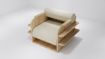 Light Beige Wooden Pedicure Chair Side Frame with Shelves