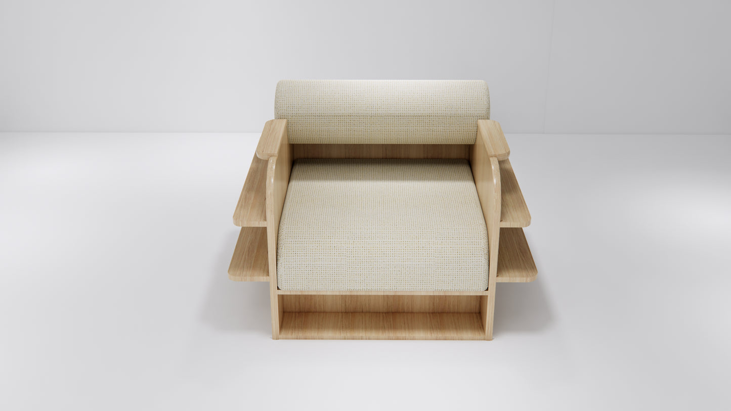 Light Beige Wooden Pedicure Chair Side Frame with Shelves