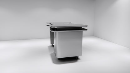 Customizable Manicure Table with Premium Gloss Finish and Silver Accents