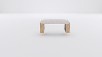 Light Beige Upholstered Bench with Light Wooden Frame