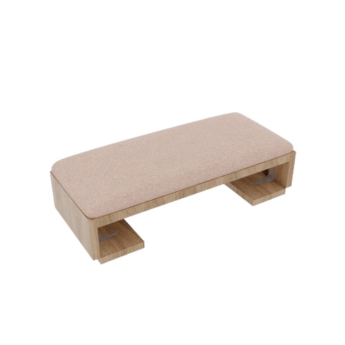 Adjustable Folding Manicure Handrest with Light Pinkish-Tan Upholstered Seat and Wooden Frame