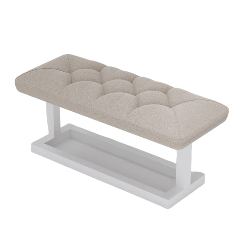 Beige Upholstered Pedicure Leg Rest with Built-In Shelf