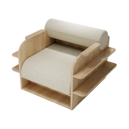 Light Beige Wooden Pedicure Chair Side Frame with Shelves