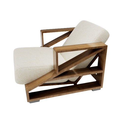 Light Beige Wooden Pedicure Chair Stand with Open Shelving