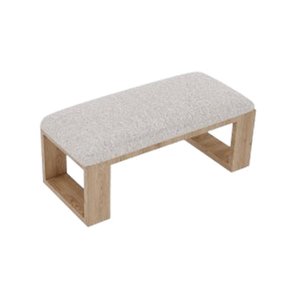 Light Beige Upholstered Bench with Light Wooden Frame