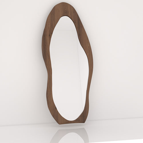 Oval Wooden-Framed Mirror