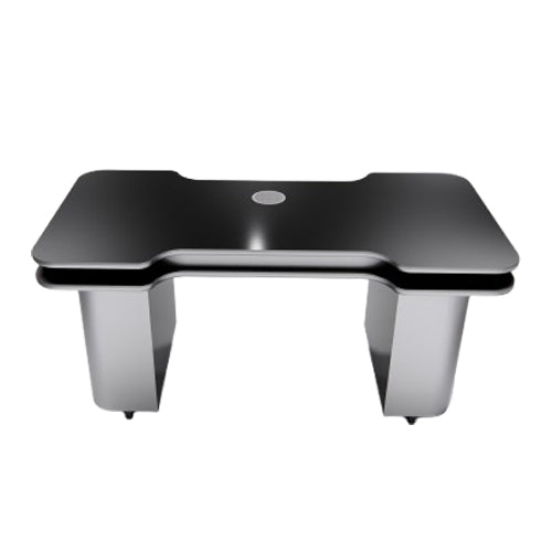 Customizable Manicure Table with Premium Gloss Finish and Silver Accents